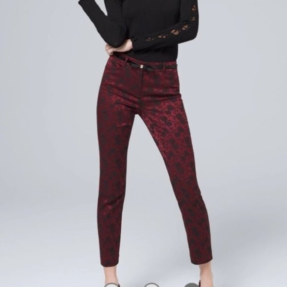 NWOT White House Black Market Jacquard Slim Ankle Pants - Picture 2 of 3